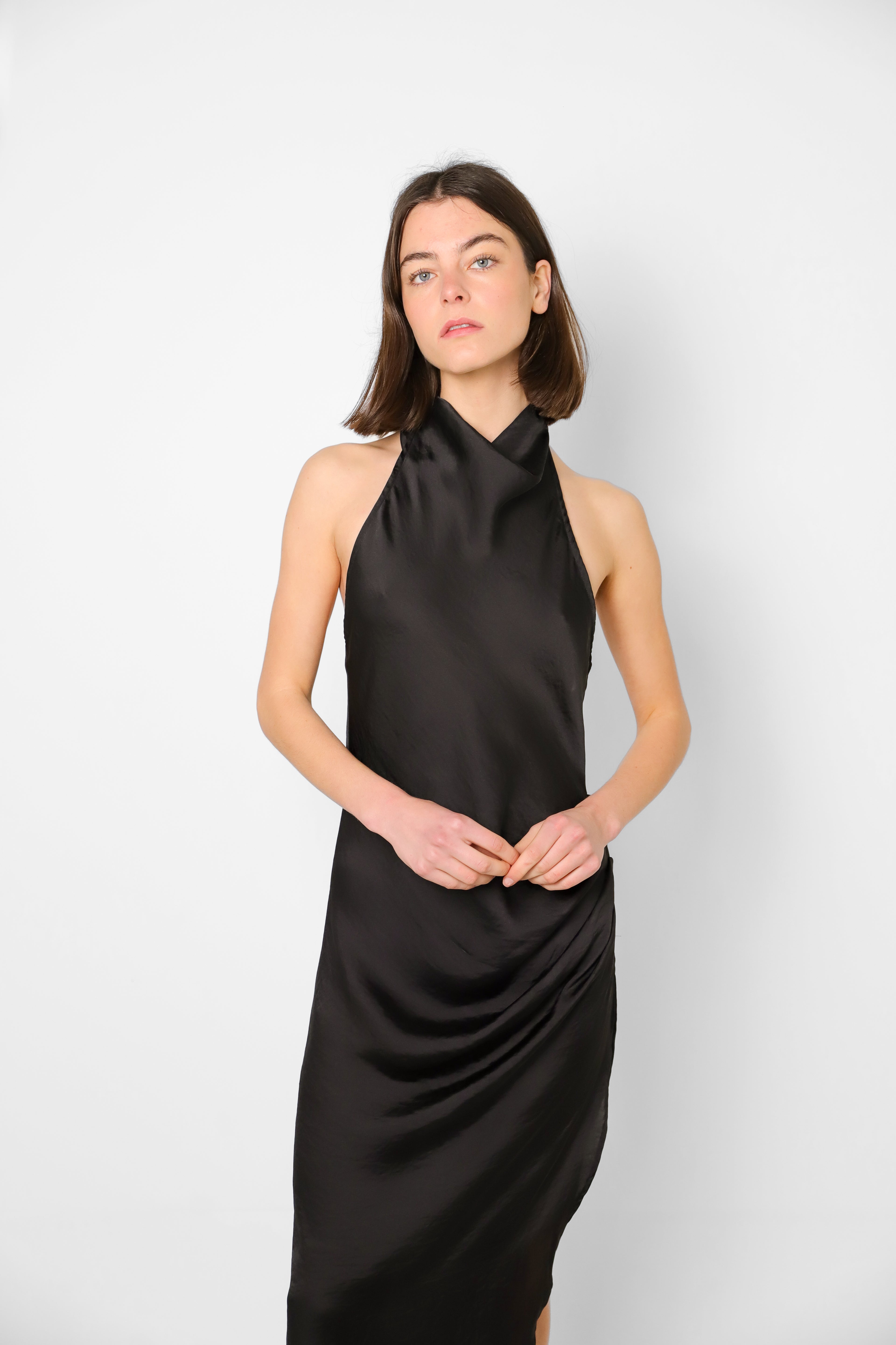 VESTIDO MAE CUELLO ALTO S/M RECOGIDO