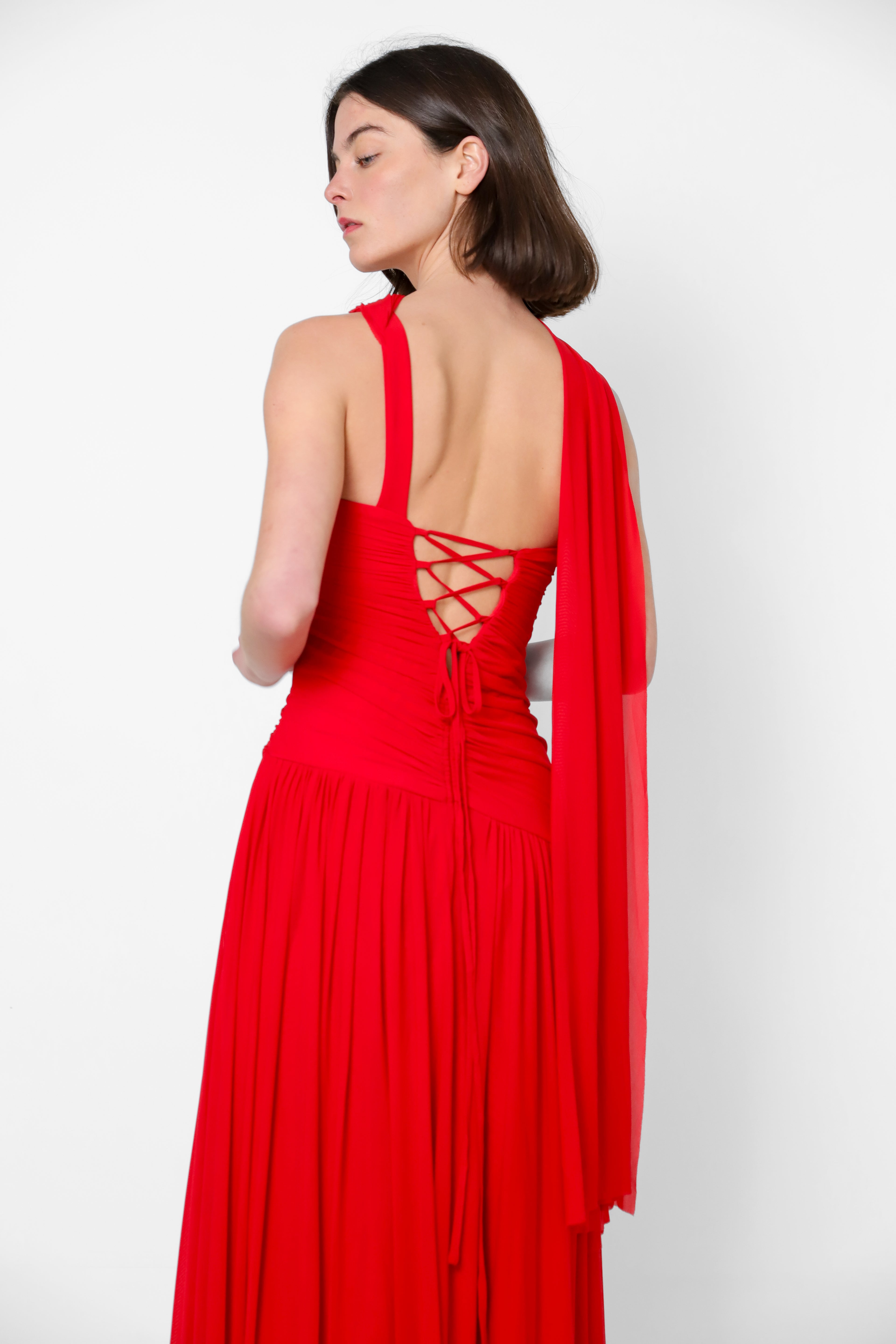 VESTIDO HERA UN HOMBRO DRAPEADO